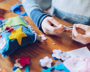 Crafts at a table