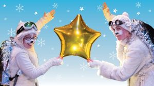 The Polar Bears holding a gold star with a blue background and snowflakes