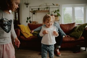 Children dancing at home