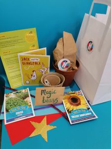 seed pack contents laid out on a table